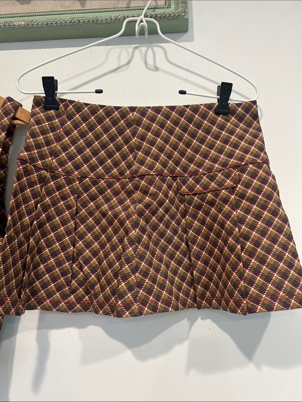 Brown Plaid Mini Skirt - Women's Skirt - Picture 3 of 12